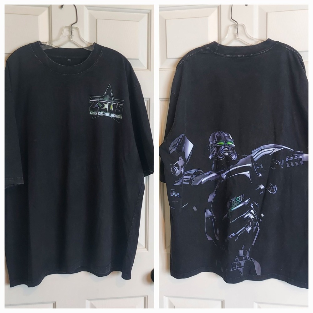 Zeus King of the Robots Real Steel Graphic T-Shirt Black Mens 2XL Fit Oversized